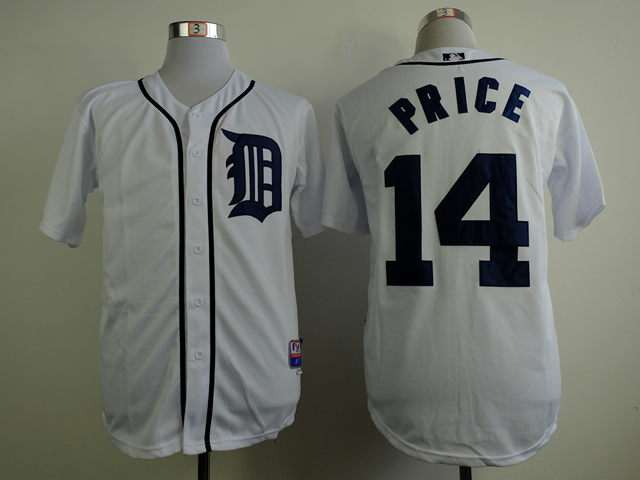Men Detroit Tigers #14 Price White MLB Jerseys1->detroit tigers->MLB Jersey